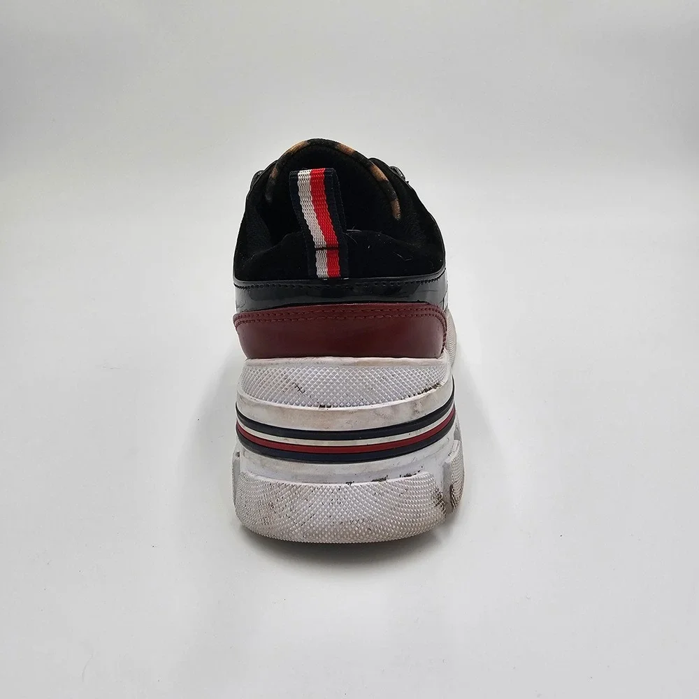 Tommy Hilfiger Women Leopard Print Black Chunky Platform Sneakers Size 6‎